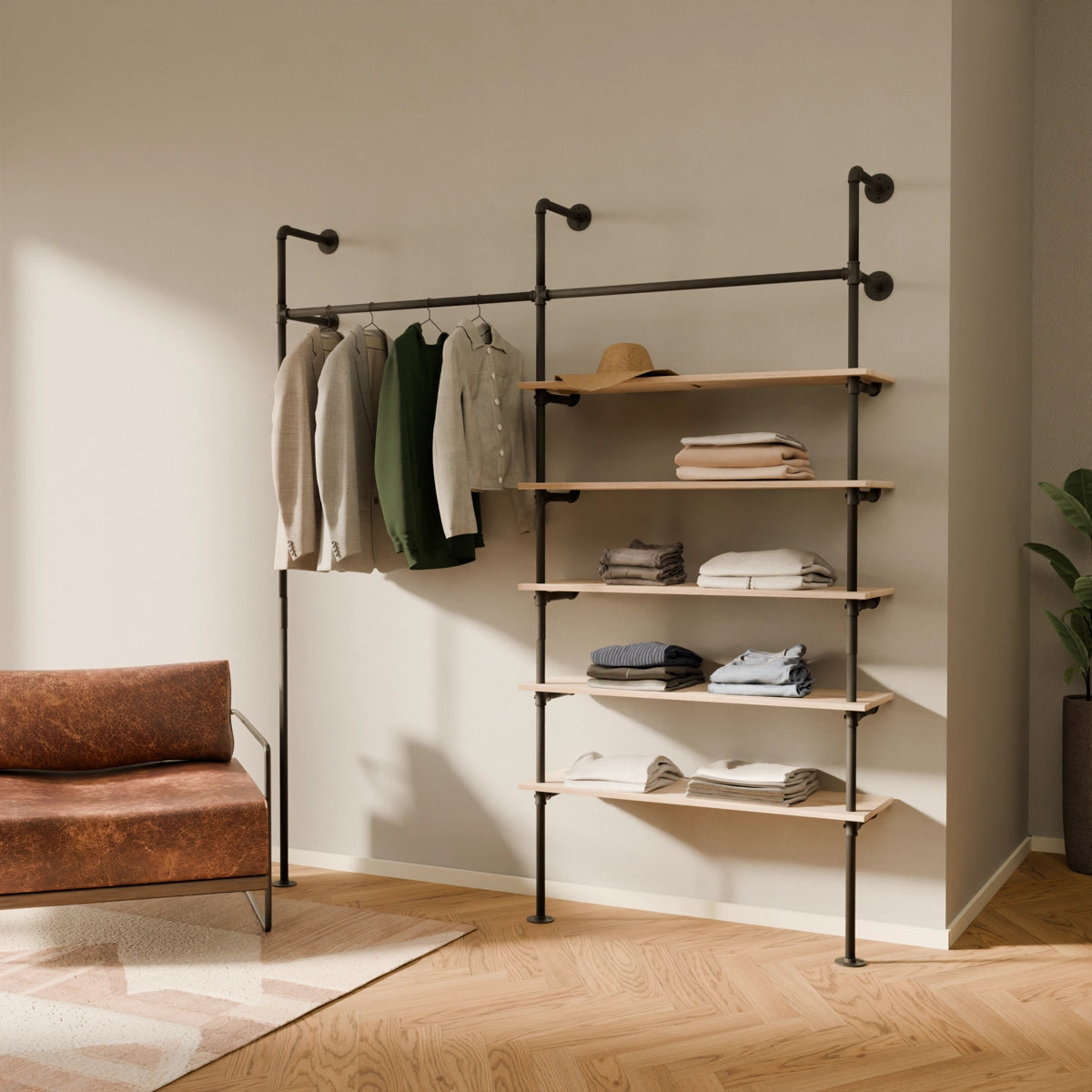 FRIDA OAK – Kleiderstange mit Regal