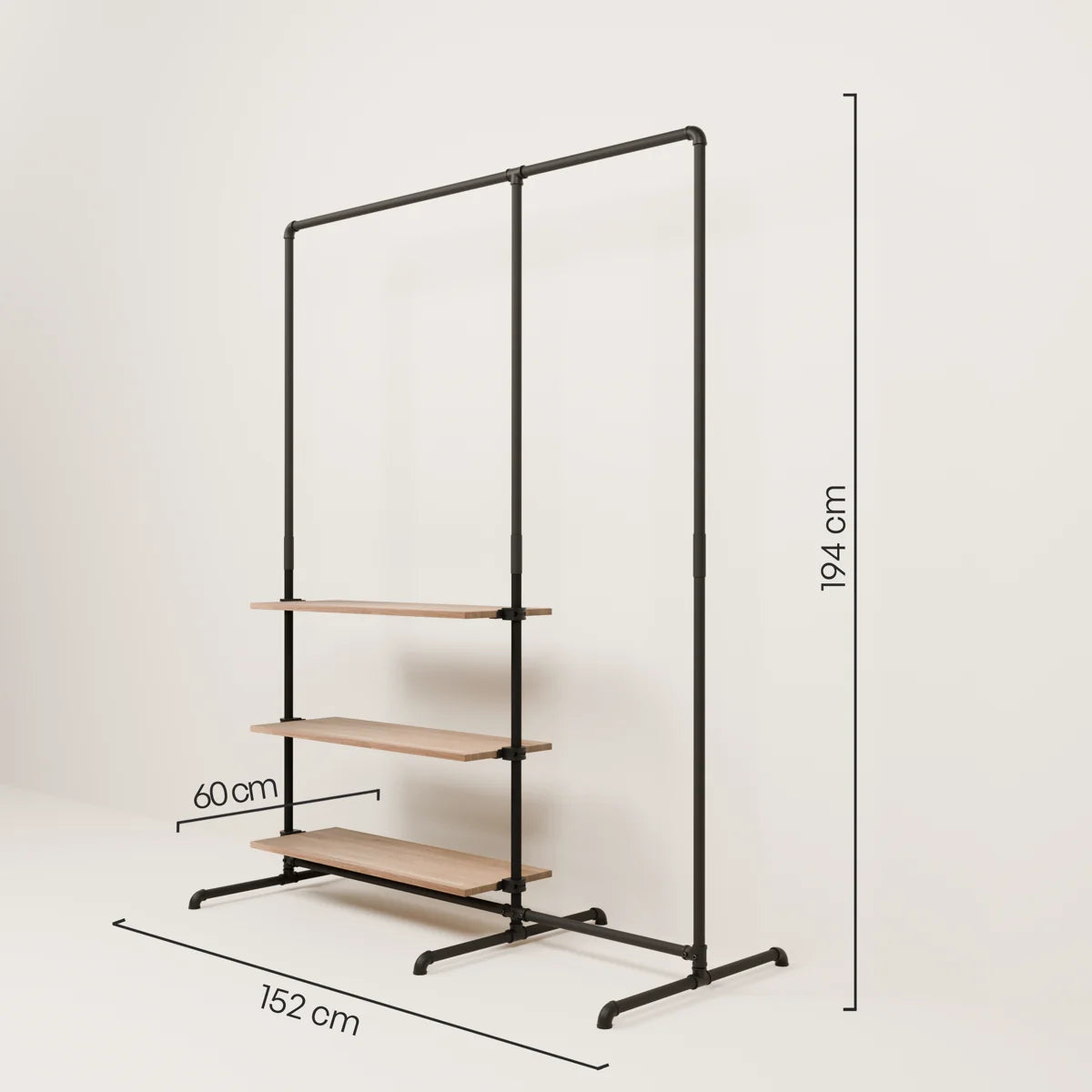 LAS 1.5 OAK –  3 étagères | Portemanteau avec étagère