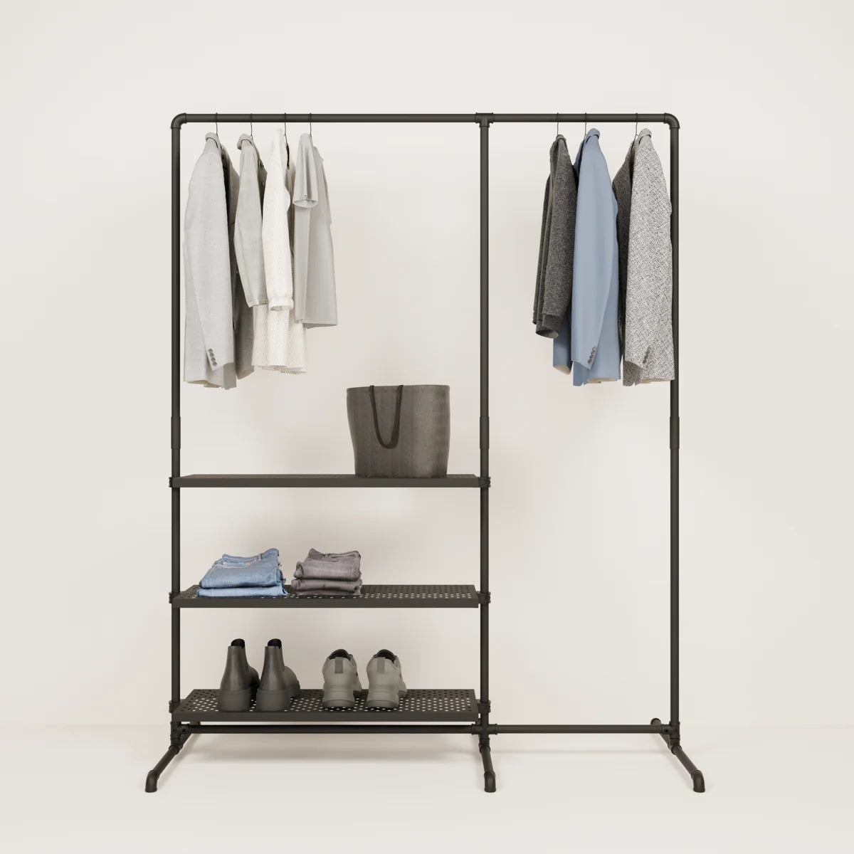 LAS 1.5 METAL – 3 étagères | Porte-manteau avec casiers de rangement