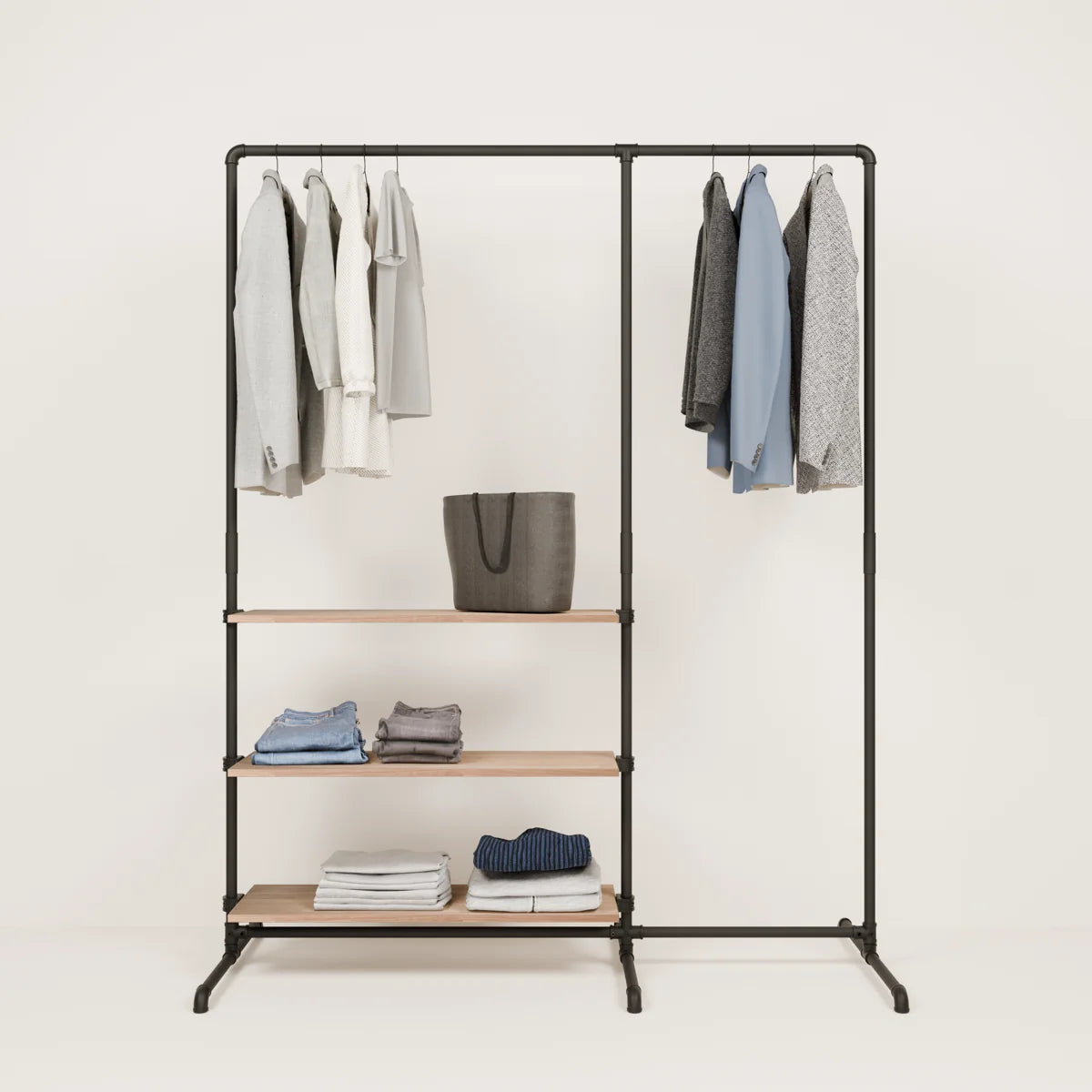 LAS 1.5 OAK –  3 étagères | Portemanteau avec étagère