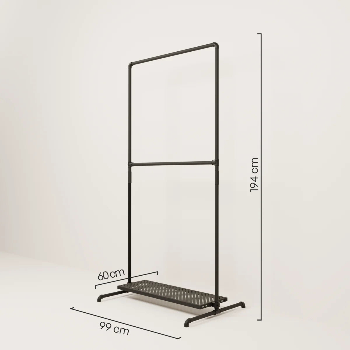 LAS 1 METAL – 1 étagère | Portemanteau métallique avec étagère