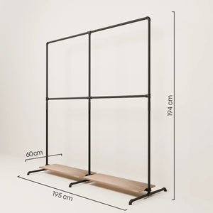 LAS 2 OAK – 2 étagères | Portemanteau avec étagère en bois