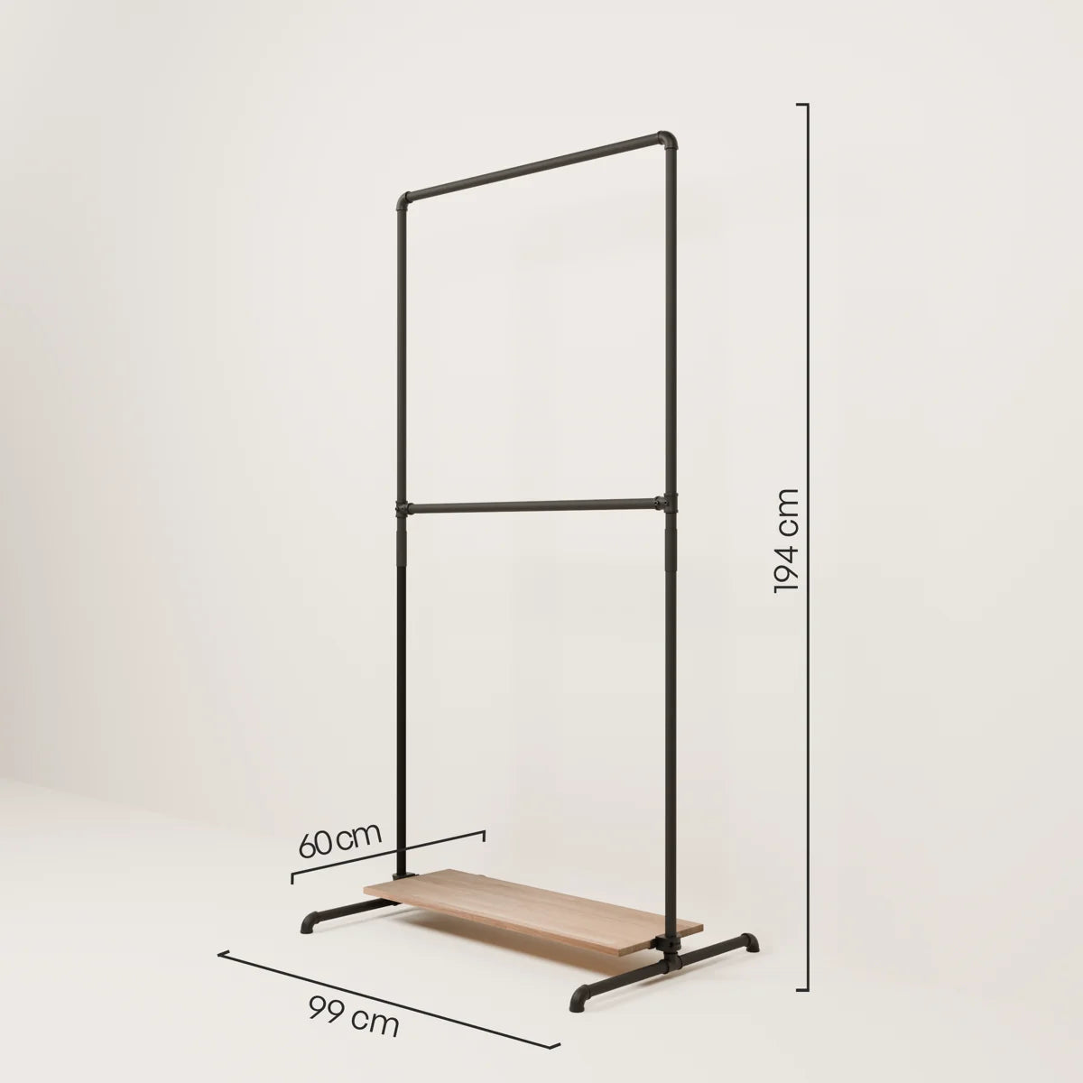LAS 1 OAK – 1 étagère | Porte-manteau avec planche