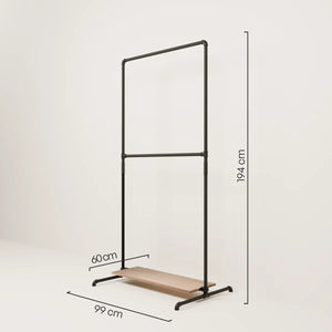 LAS 1 OAK – 1 étagère | Porte-manteau avec planche