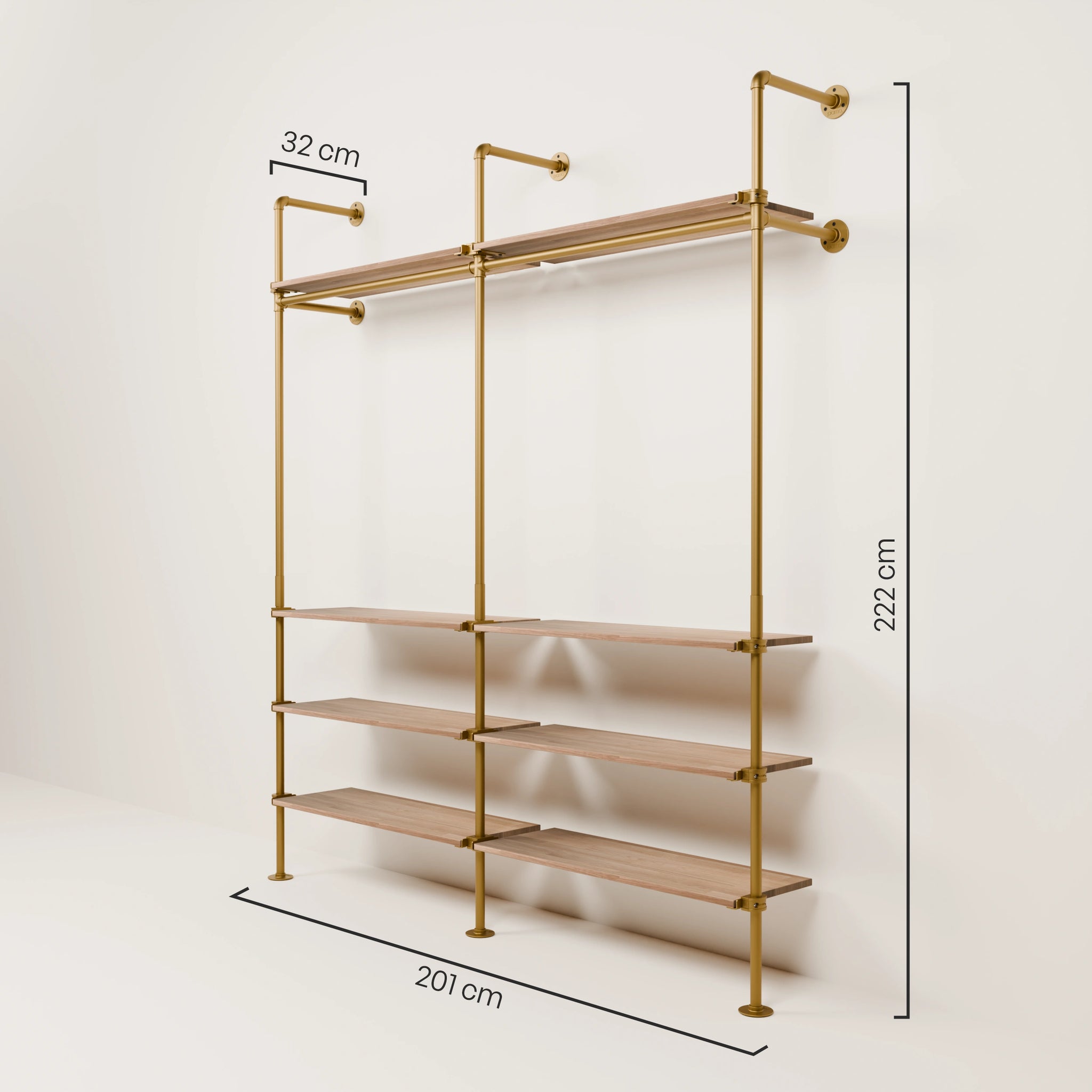 KIM 2 OAK – 8 Regalböden | Gold