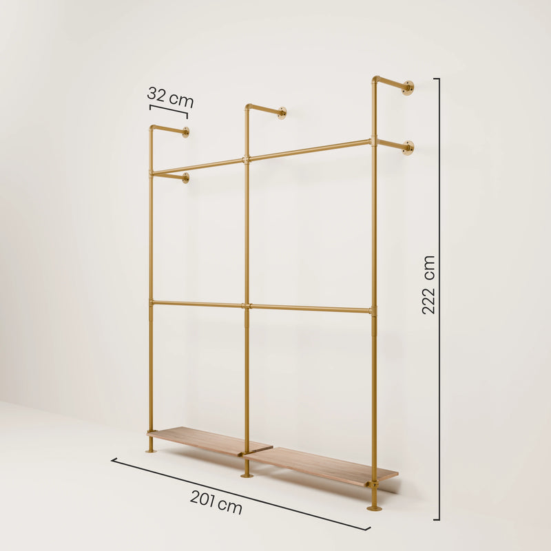 KIM DOUBLE 2 OAK – 2 Regalböden unten | Gold