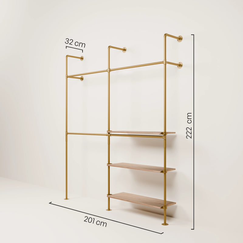 KIM DOUBLE 2 OAK – 3 Regalböden | Gold