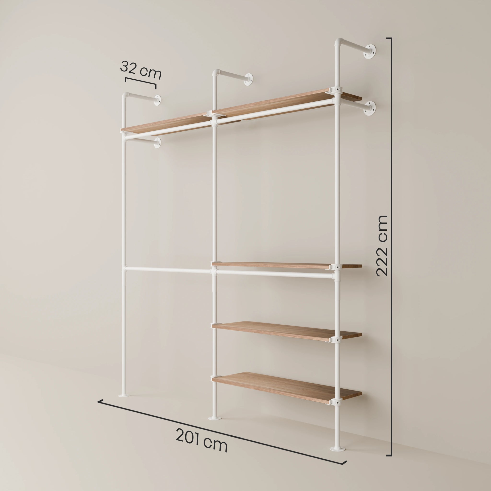 KIM DOUBLE 2 OAK – 5 Regalböden | Weiß