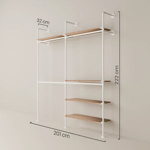 KIM DOUBLE 2 OAK – 5 Regalböden | Weiß