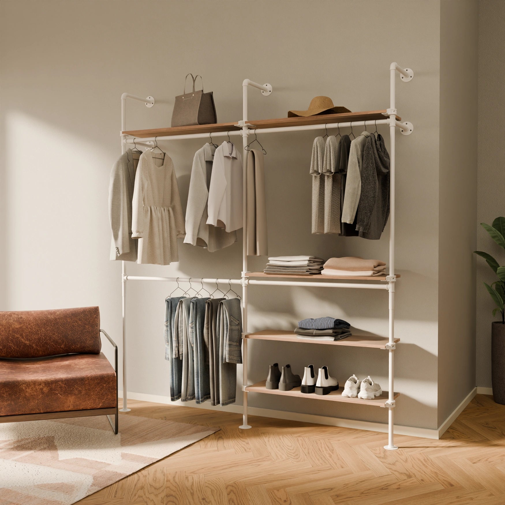 KIM DOUBLE 2 OAK – 5 Regalböden | Weiß