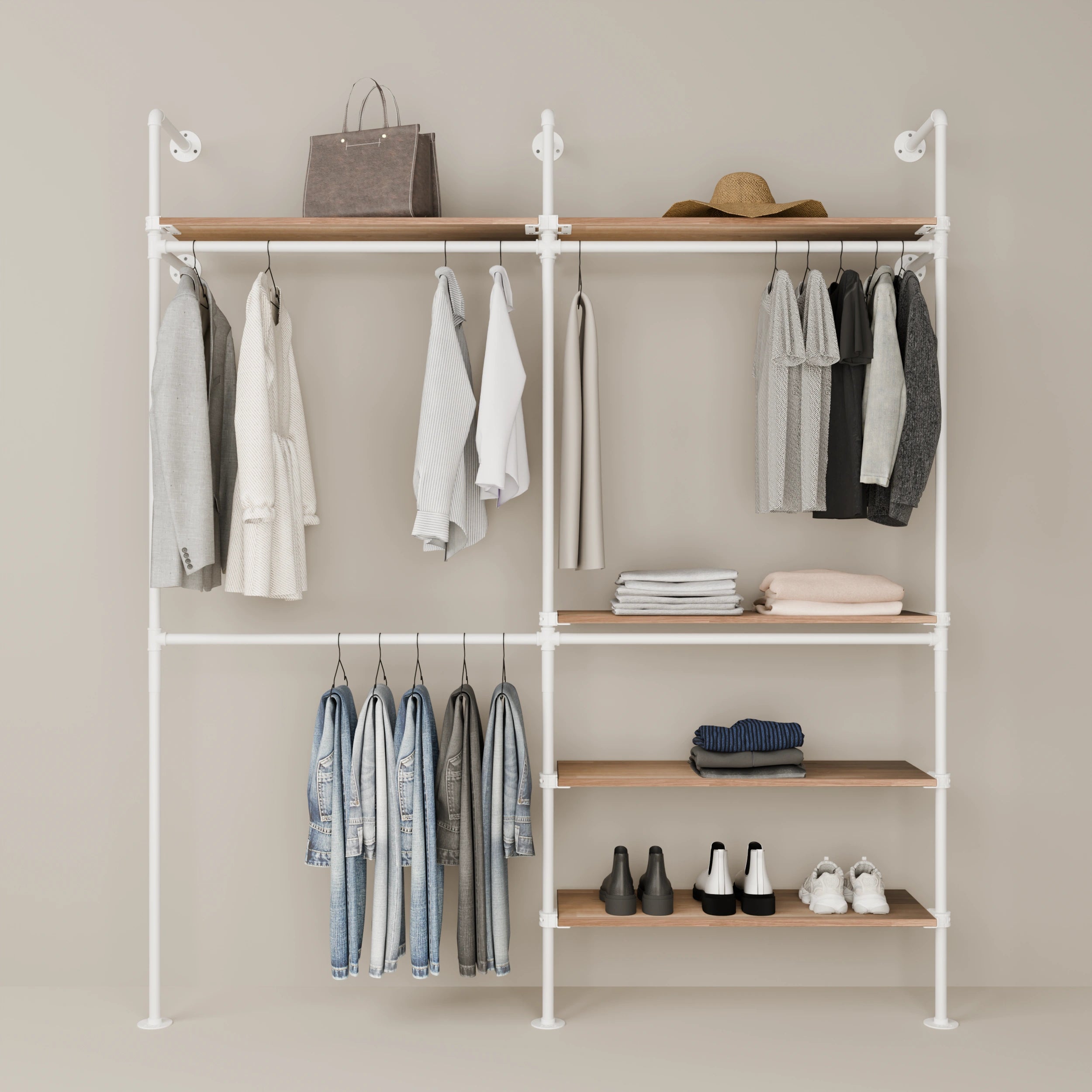 KIM DOUBLE 2 OAK – 5 Regalböden | Weiß