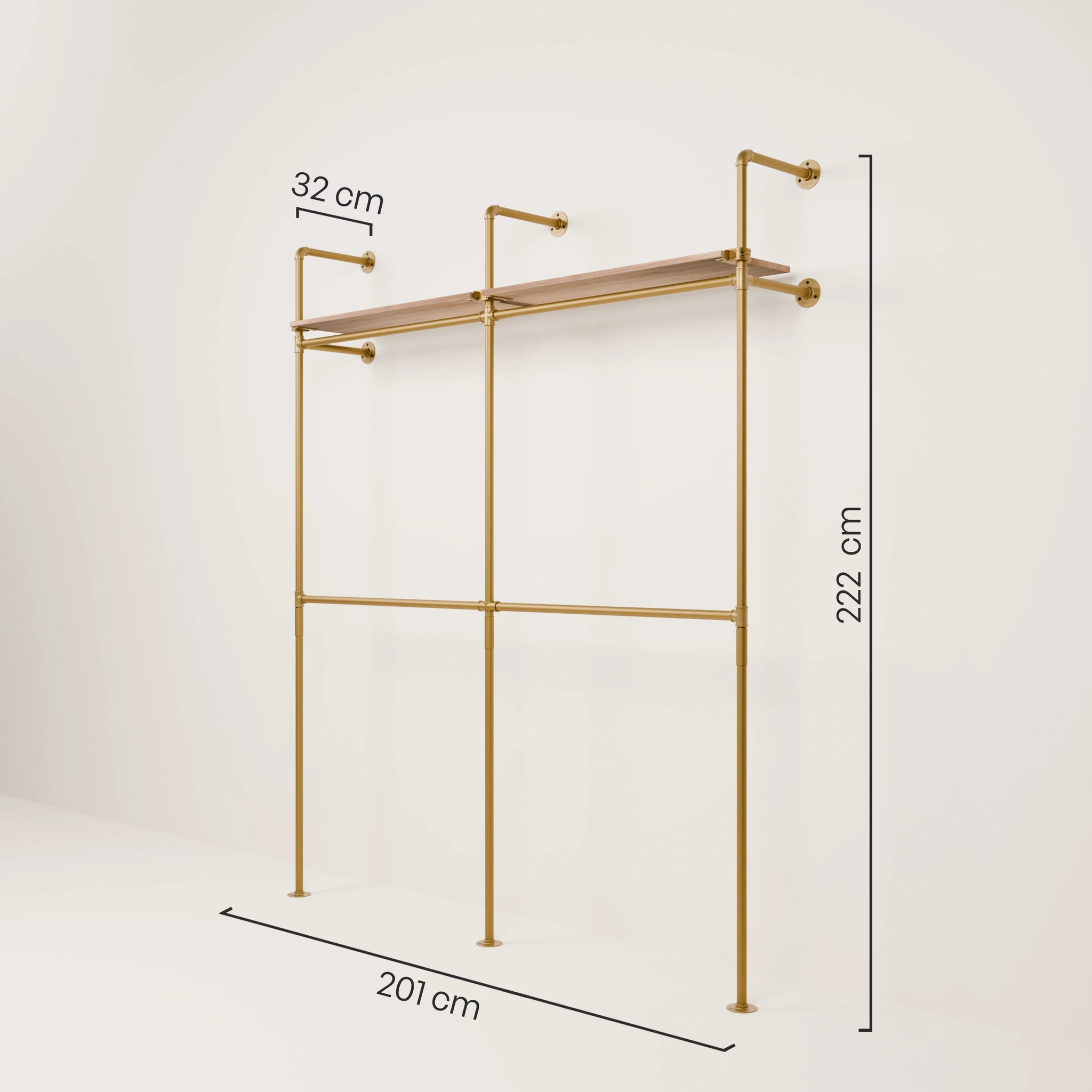 KIM DOUBLE 2 OAK – 2 Regalböden oben | Gold