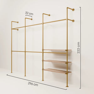 KIM DOUBLE 3 OAK – 3 Regalböden rechts | Gold