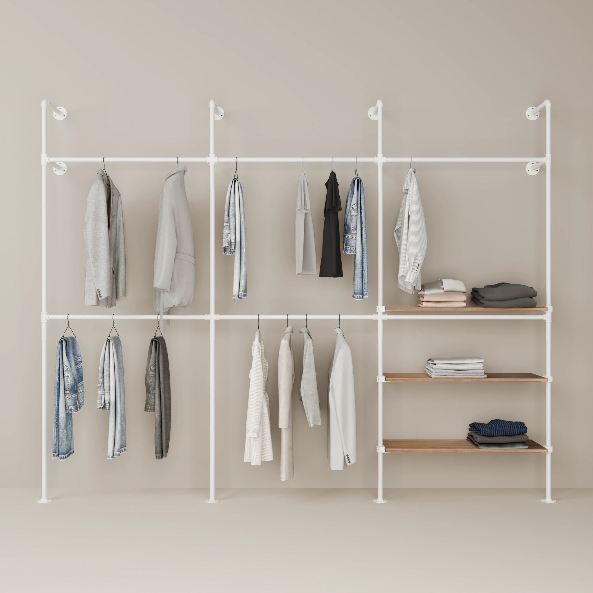 KIM DOUBLE 3 OAK – 3 Regalböden rechts | Weiß