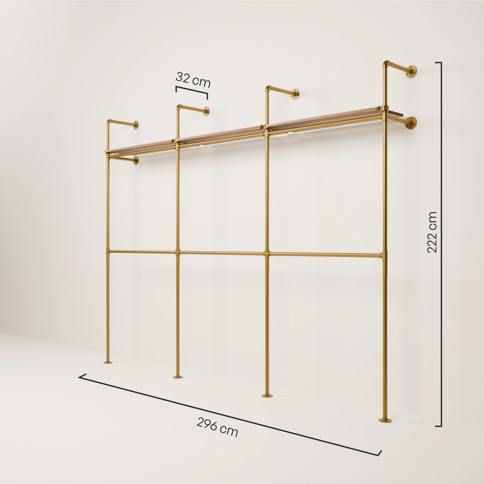 KIM DOUBLE 3 OAK – 3 Regalböden oben | Gold