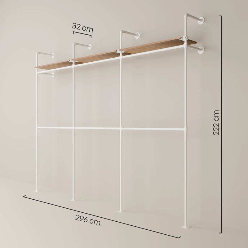 KIM DOUBLE 3 OAK – 3 étagères en haut | blanc