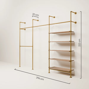 KIM DOUBLE 3 OAK – 5 Regalböden | Gold