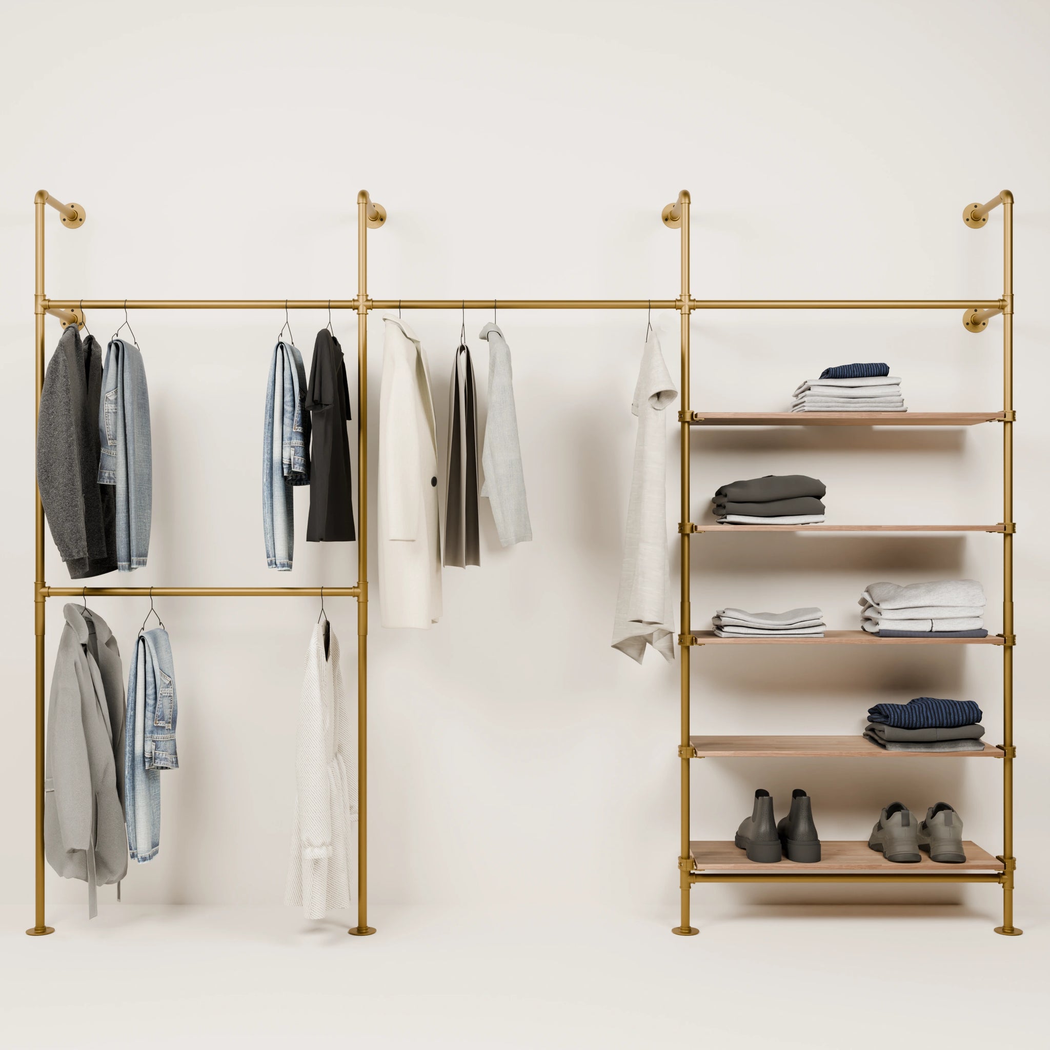 KIM DOUBLE 3 OAK – 5 Regalböden | Gold