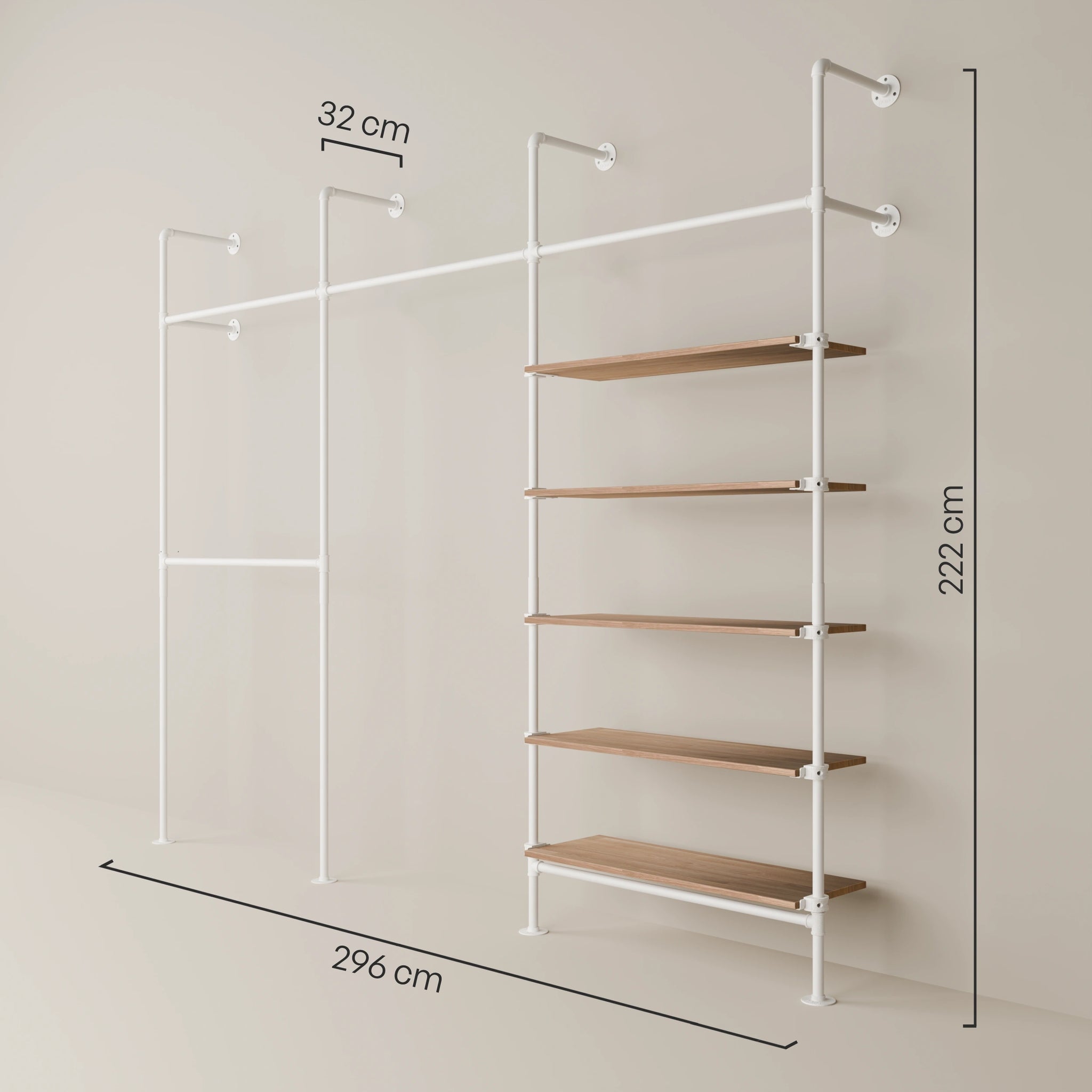 KIM DOUBLE 3 OAK – 5 Regalböden | Weiß