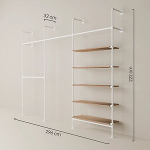 KIM DOUBLE 3 OAK – 5 Regalböden | Weiß