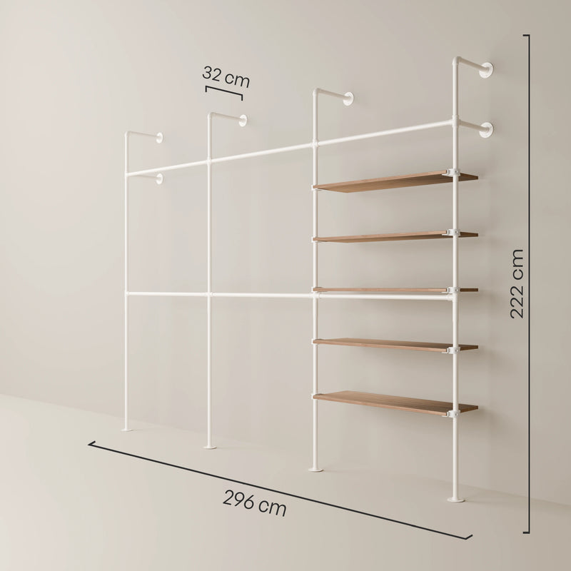 KIM DOUBLE 3 OAK – 5 étagères | blanc