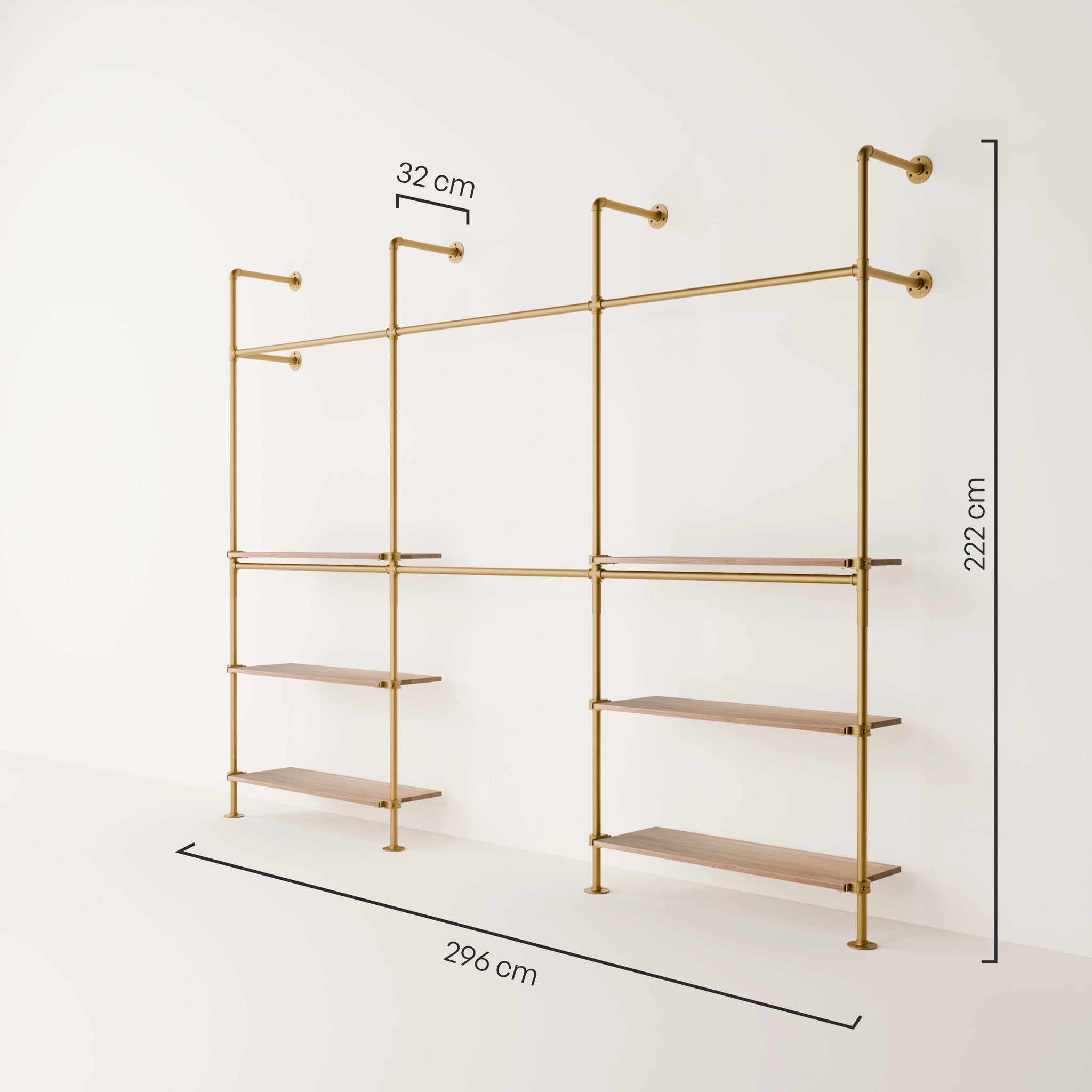 KIM DOUBLE 3 OAK –  6 Regalböden unten | Gold