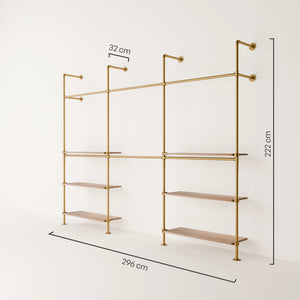 KIM DOUBLE 3 OAK –  6 Regalböden unten | Gold