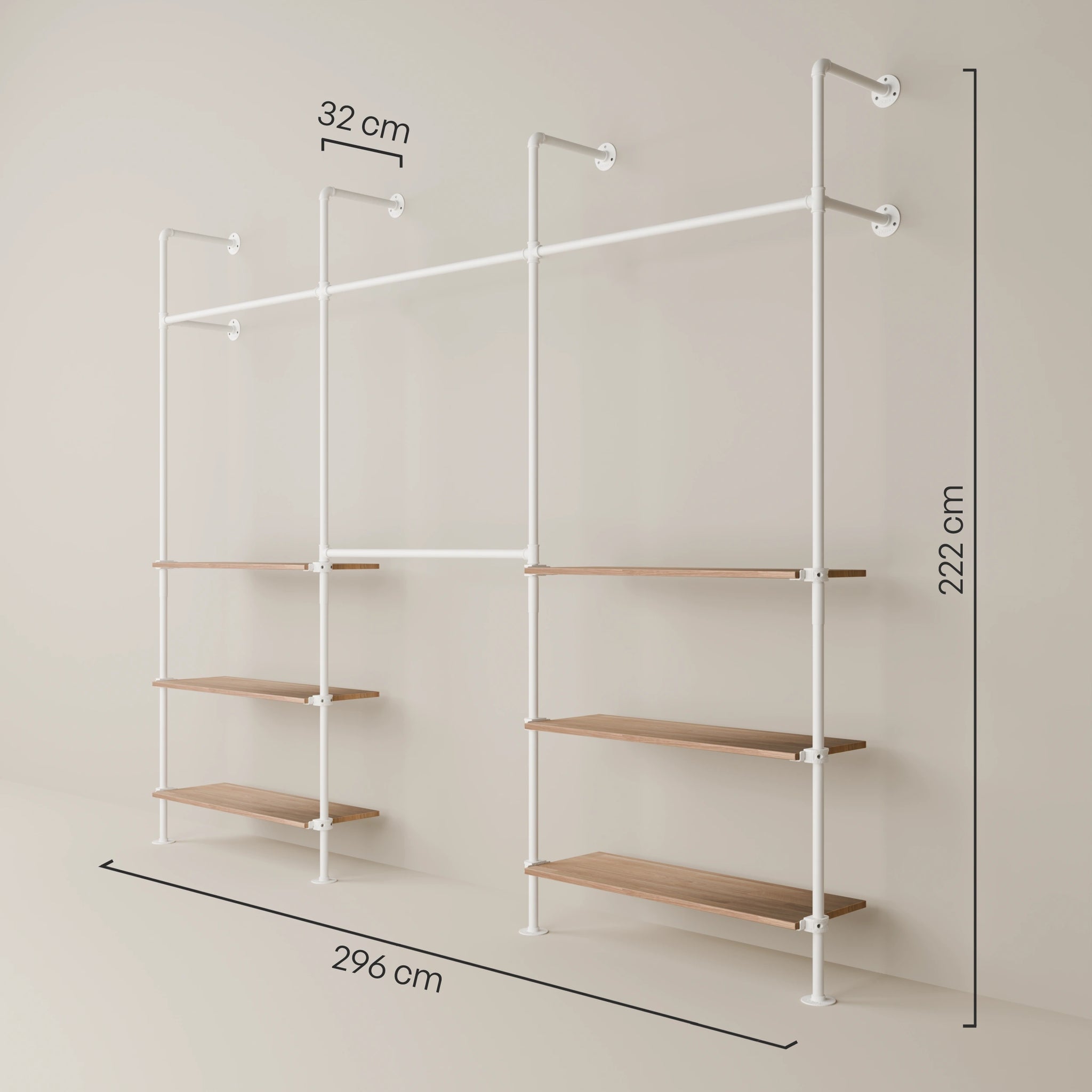 KIM DOUBLE 3 OAK – 6 Regalböden unten | Weiß
