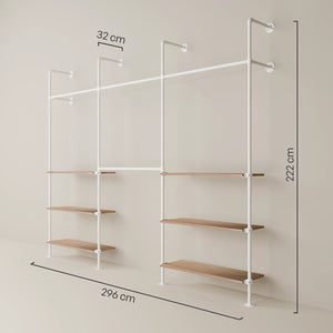KIM DOUBLE 3 OAK – 6 Regalböden unten | Weiß