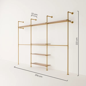 KIM DOUBLE 3 OAK –  6 Regalböden oben | Gold