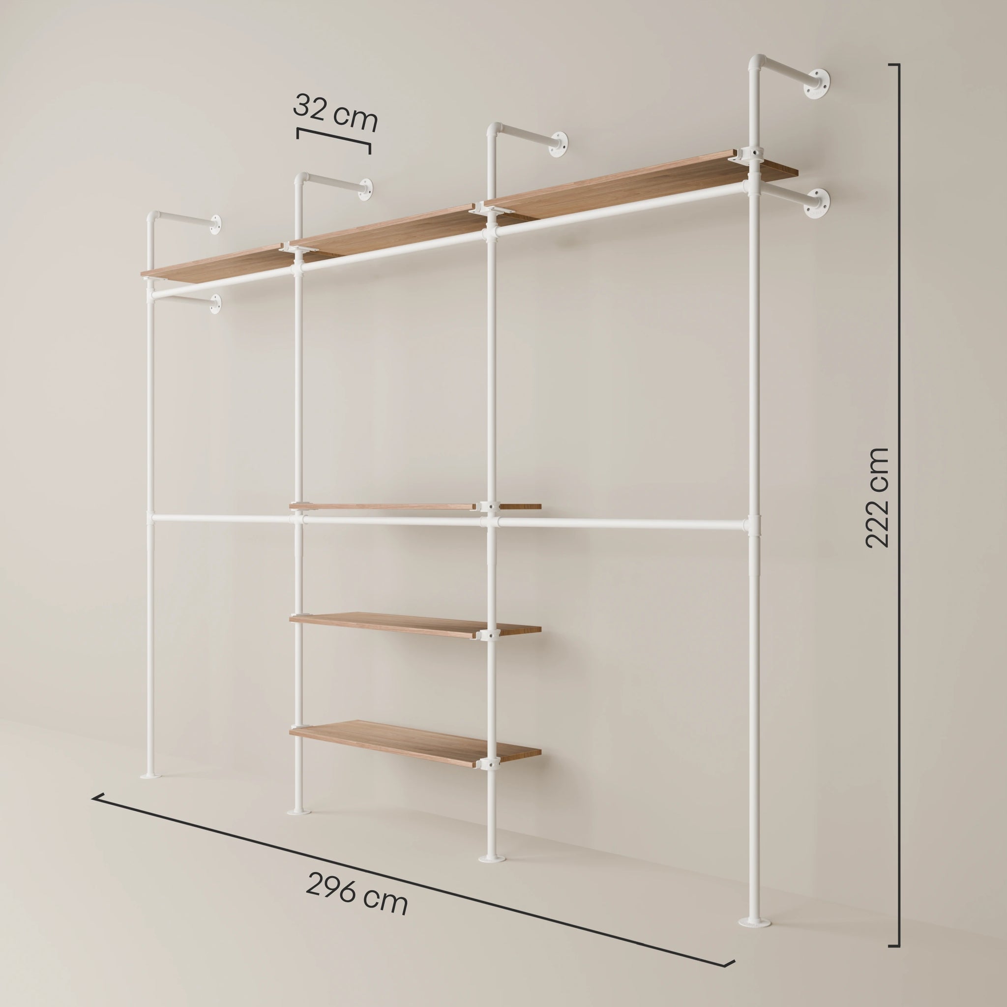 KIM DOUBLE 3 OAK – 6 Regalböden oben | Weiß