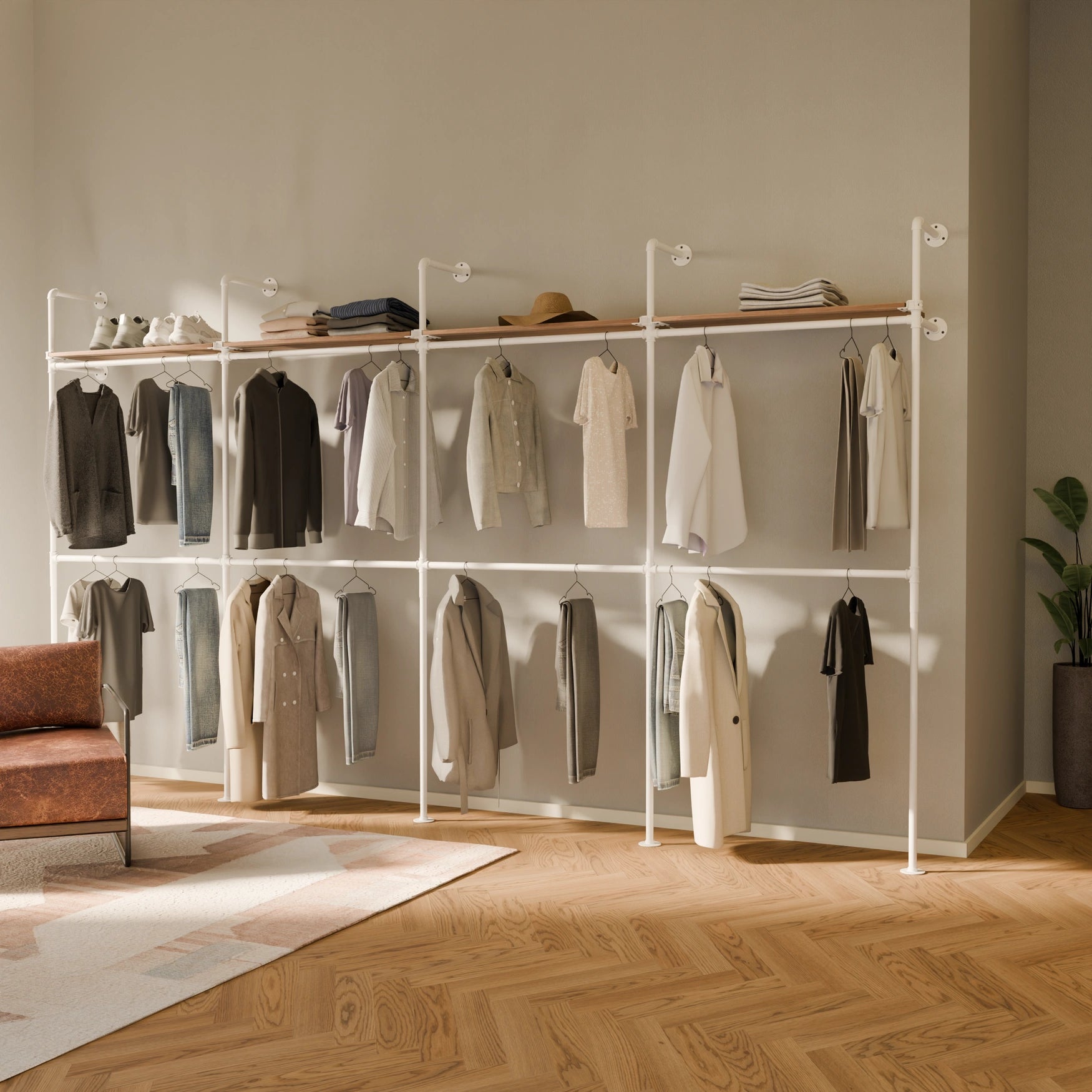 KIM DOUBLE 4 OAK – 4 Regalböden | Weiß