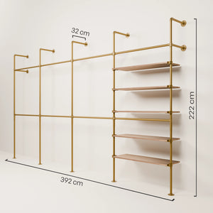 KIM DOUBLE 4 OAK – 5 Regalböden | Gold
