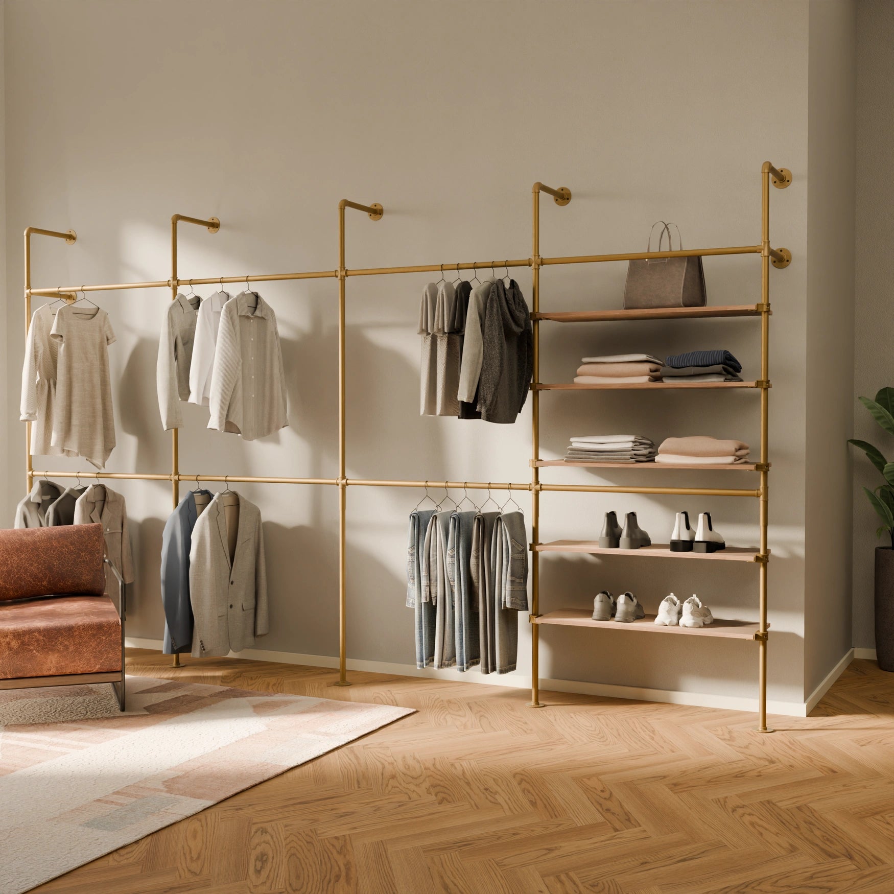 KIM DOUBLE 4 OAK – 5 Regalböden | Gold