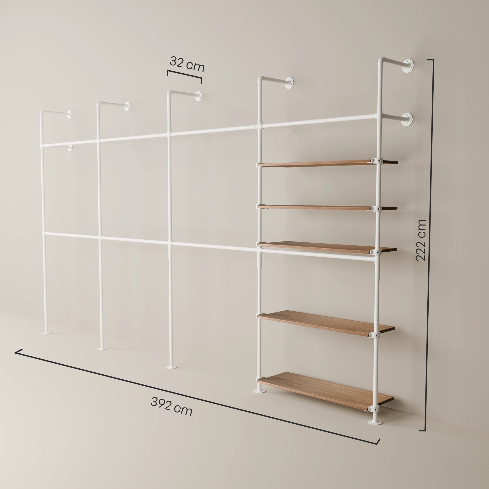 KIM DOUBLE 4 OAK – 5 Regalböden | Weiß