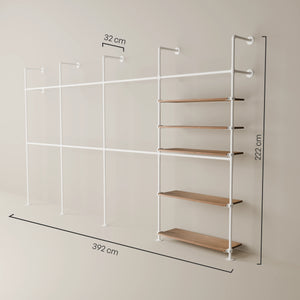 KIM DOUBLE 4 OAK – 5 Regalböden | Weiß