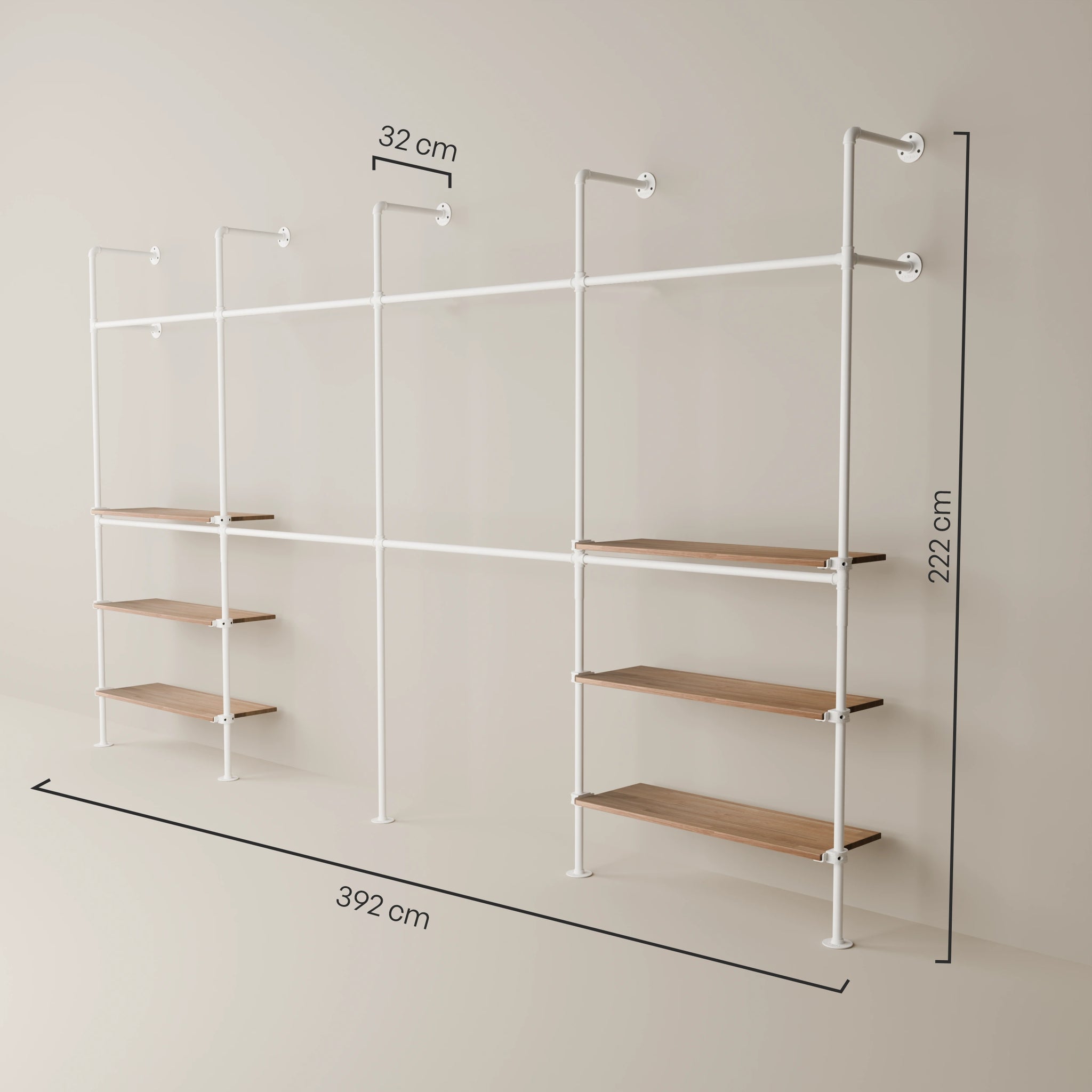 KIM DOUBLE 4 OAK – 6 Regalböden | Weiß