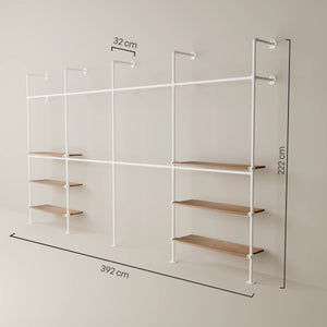 KIM DOUBLE 4 OAK – 6 Regalböden | Weiß