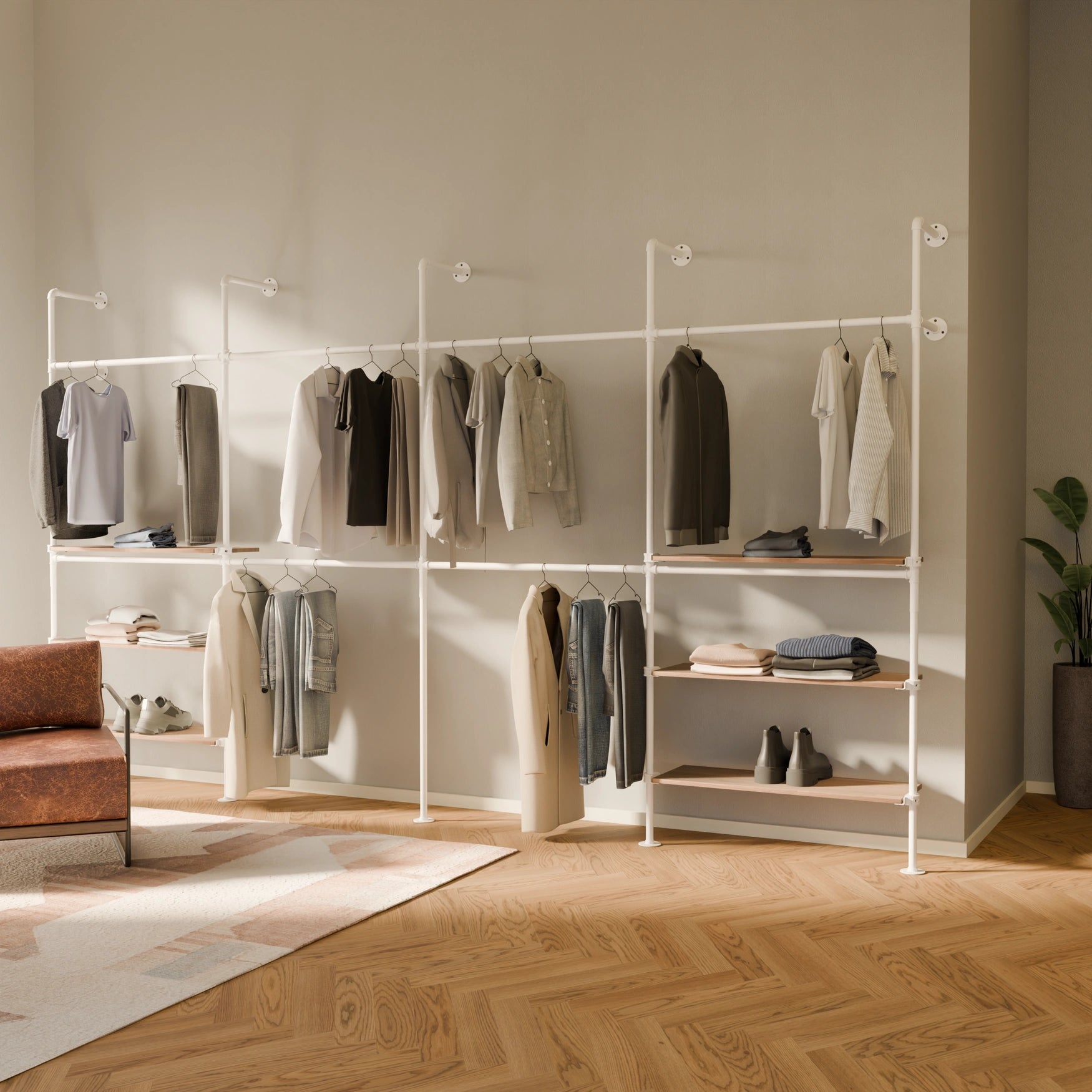 KIM DOUBLE 4 OAK – 6 Regalböden | Weiß