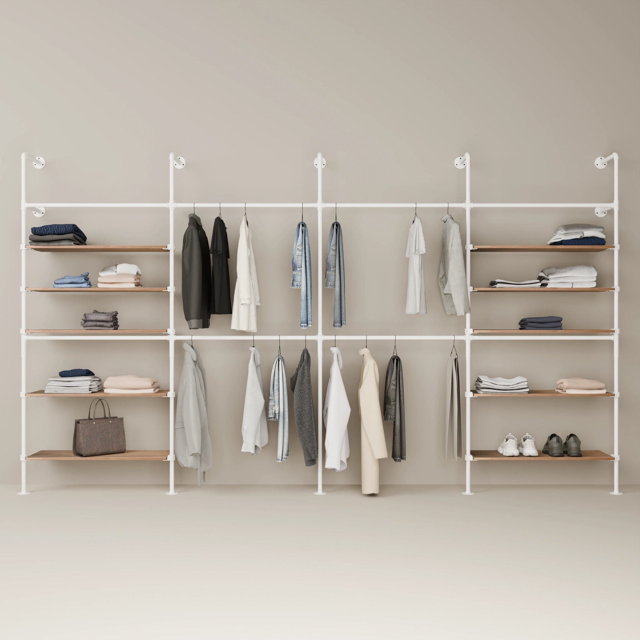 KIM DOUBLE 4 OAK – 10 Regalböden | Weiß