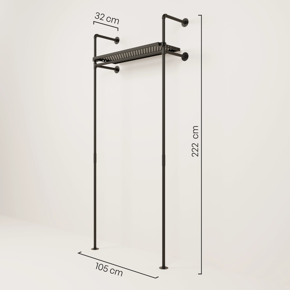 KIM 1 METAL – 1 Regalboden oben | Garderobe offen