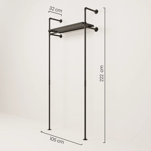 KIM 1 METAL – 1 Regalboden oben | Garderobe offen